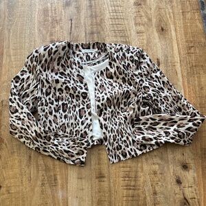 Avec les Filles animal Leopard Print Women's crop cropped Blazer NWT Size 4